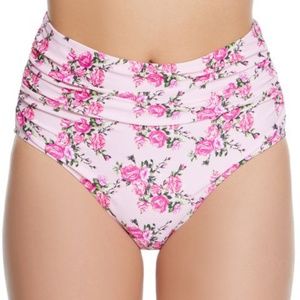 Betsey Johnson Rose Print Retro Hi Waist Swim M